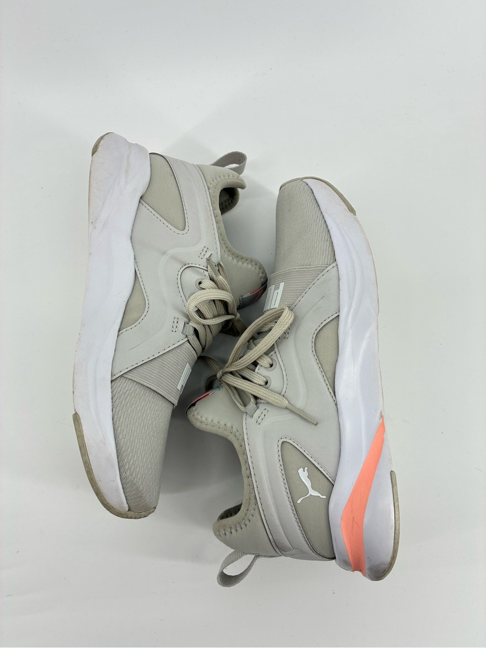 Puma Women's Light Gray Athletic Sneakers with Coral Accent